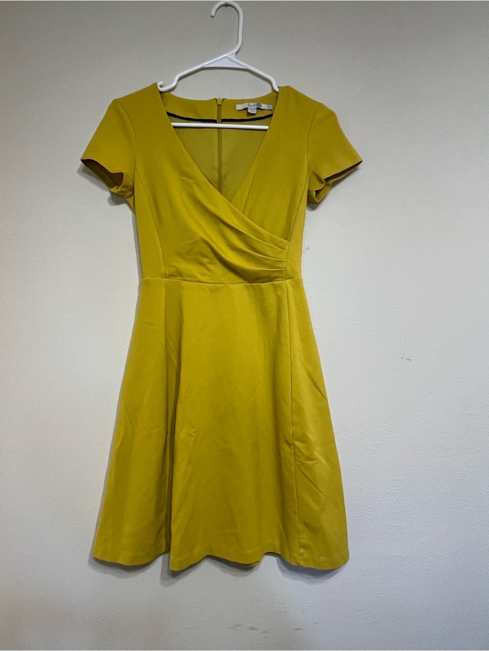 Boden Faux-Wrap Short Sleeve A-Line Dress - Mustard